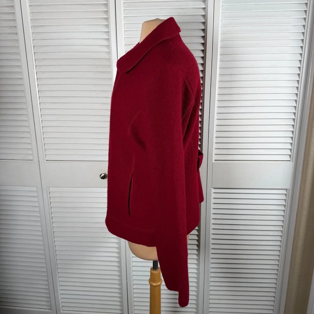 Ashley B Bernardo 100% Wool Zip Jacket Burgundy Red Size L - Picture 7 of 13